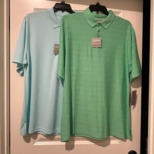 Men's Polo PGA Tour Airflux Shirt lot of 2- Light green and Green XLT Golf polo